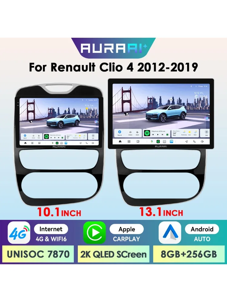 AURAAI X100 Android Auto Intelligente Bildschirm für Renault Clio 4 2012-2019 AI Sprachsteuerung GPS RDS DSP Auto CarPlay ADAS 360 ° CAM
