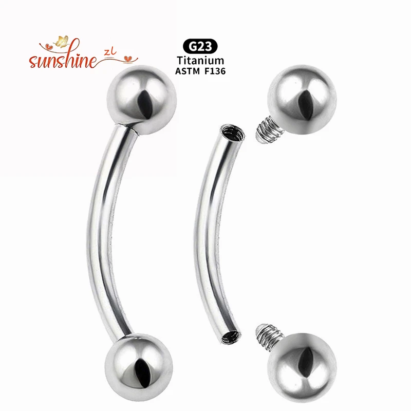 2 قطعة موضوع داخلي G23 التيتانيوم منحني الحديد الحاجب الزنمة اللولب الأذن البطن الشفاه الدائري هيئة ثقب المجوهرات #4