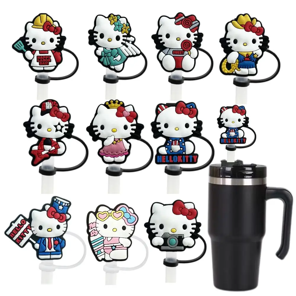 

Hello Kitty Series Straw Cover Cap ,10MM Silica gel Drink Straw Plug ,Reusable Splash Proof Drinking Fit Cup Straw Cap Pendant