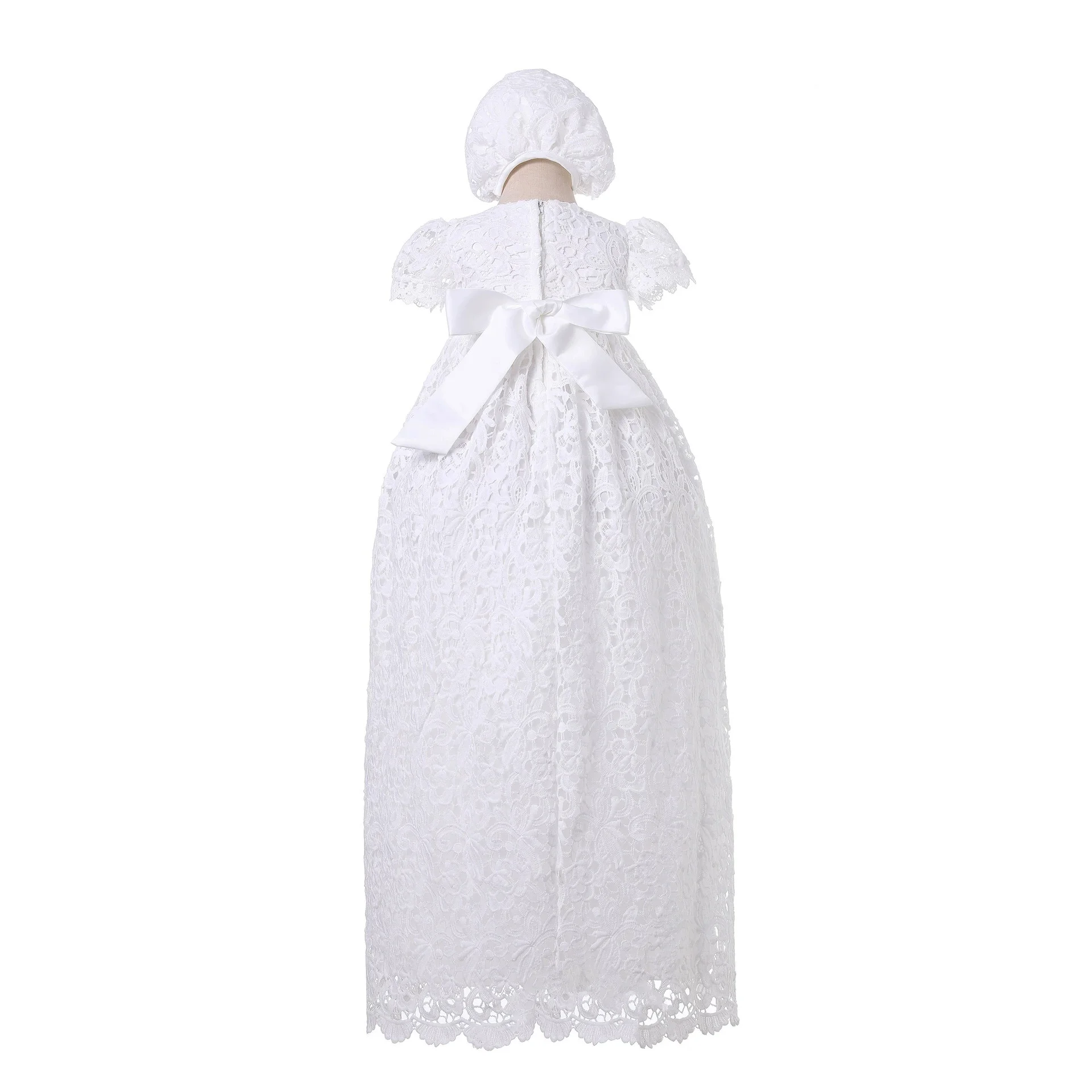 Floor Length Luxury Baby Girls Baptism Dress Embroidery Lace Wedding Christening Gown With Bonnet First Birthday Custom 3-12M view 3
