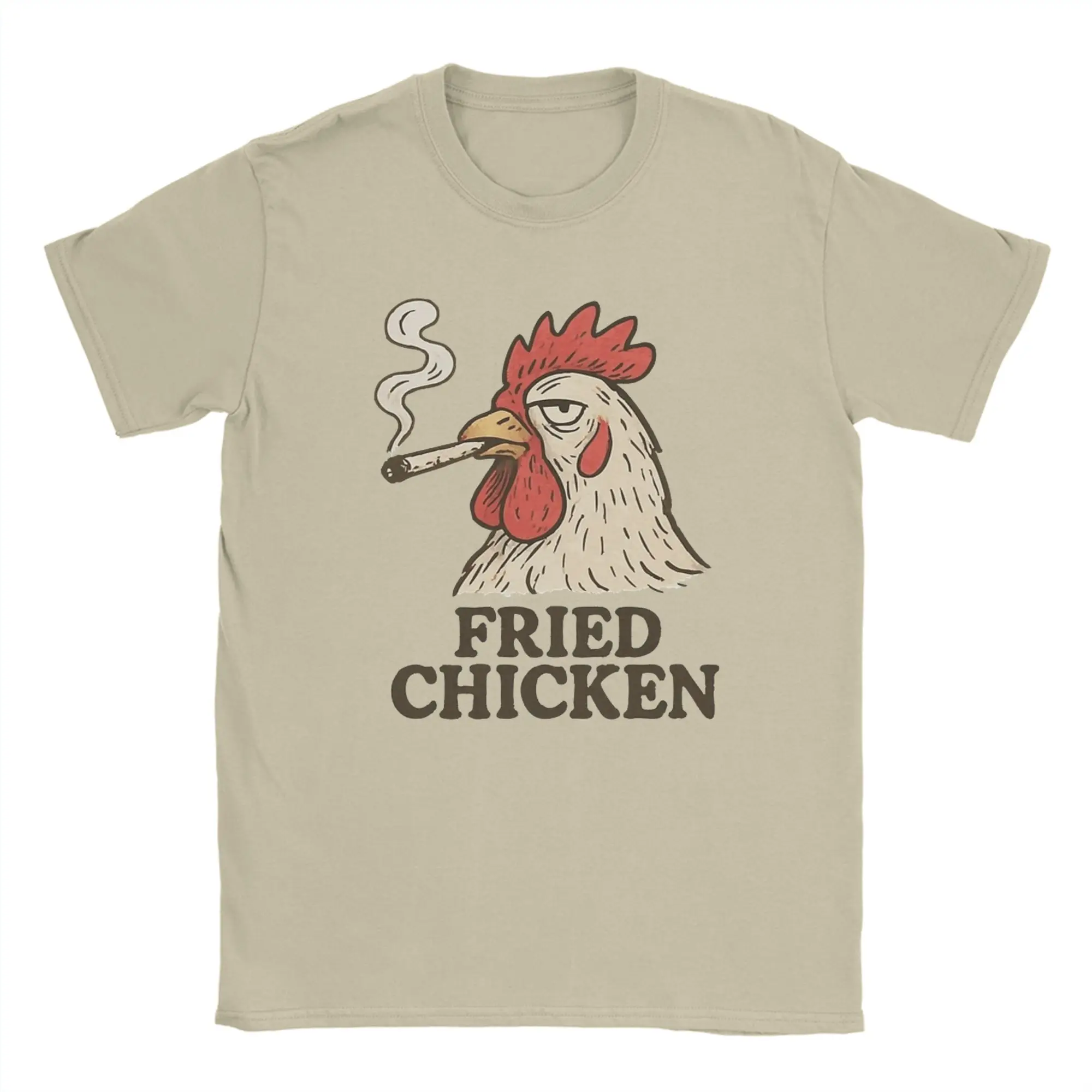 Men T-Shirt fried chicken Novelty Cotton Tees Short Sleeve  T Shirt Crew Neck Clothing Summer
