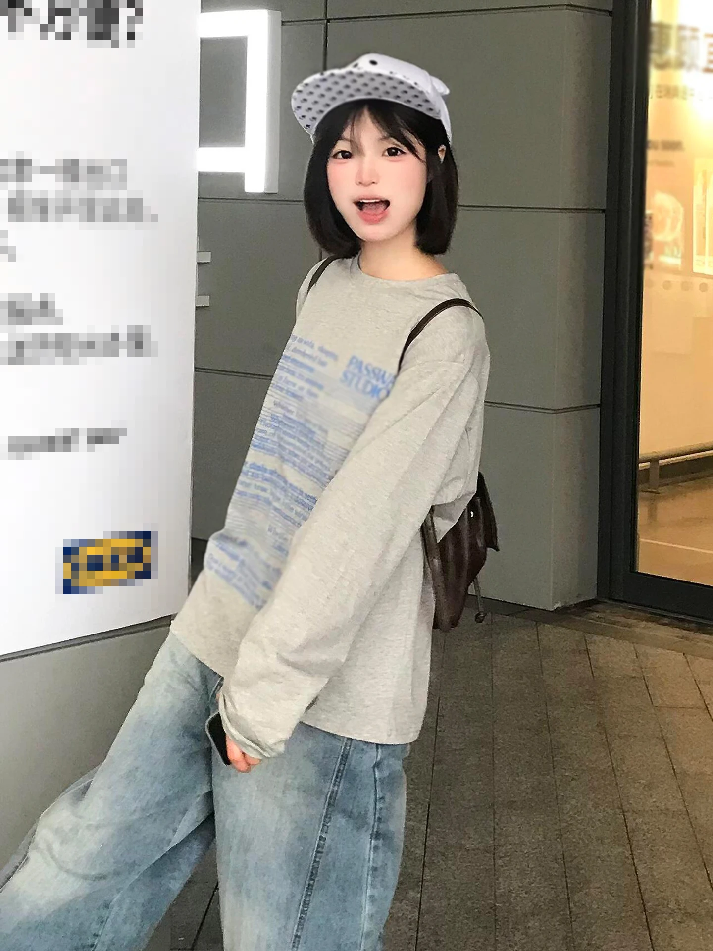 

Retro American round Ne Sweatirt Women's Long Sve T-irt Loose Lazy Sle Casual Top Autumn New Sle Letter Print