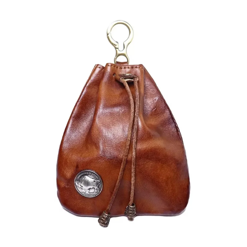 Vintage Drawstring Key Wallet Retro Mini Pouch Change Purse Multifunction Keychain Coin Organizer Waist Bag Housekeeper Use