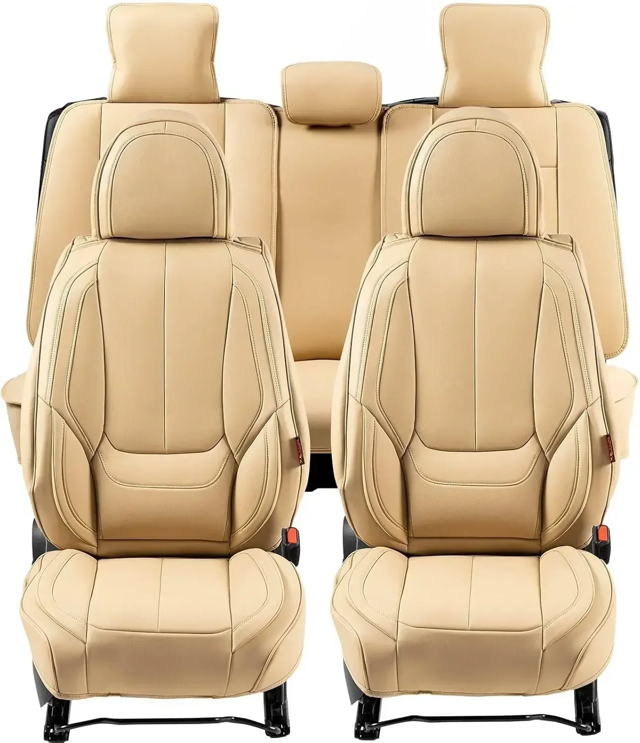 أغطية المقاعد، أغطية مقاعد السيارة العالمية، مجموعة كاملة من المقاعد، المقعد الأمامي والخلفي، 13 قطعة من غطاء المقعد المصنوع من الجلد الصناعي، تصميم مغلق بالكامل #1
