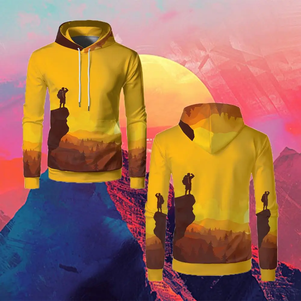 

Outdoor Adventure Pattern Sweatshirt Explore Wilderness Print Hoodie Men And Women Autumn And Winter Sports Hooded Sweatshirt