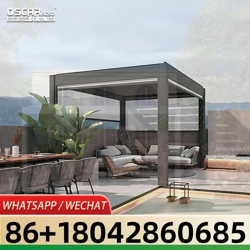 Modern Design Bioclimatic Waterproof Outdoor Aluminum Electric Awning Cover Louvre Roof Gazebo for Backyard Garden Patio pergola
