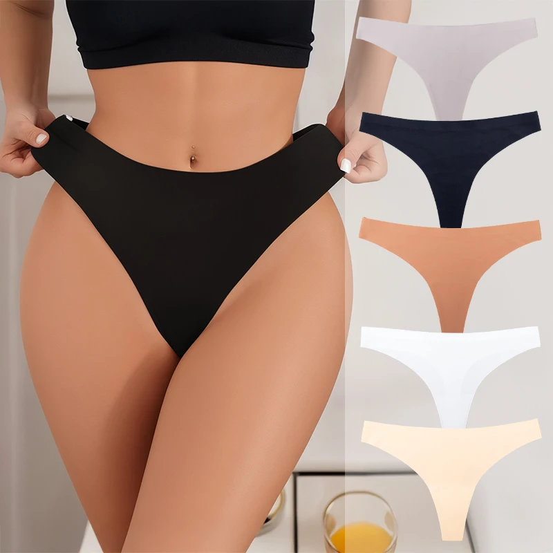 ملابس داخلية صيفية رائعة عالية المرونة من الحرير الجليدي بدون خياطة ومنعشة ومسامية وامتصاص العرق ثونغ نسائي مثير