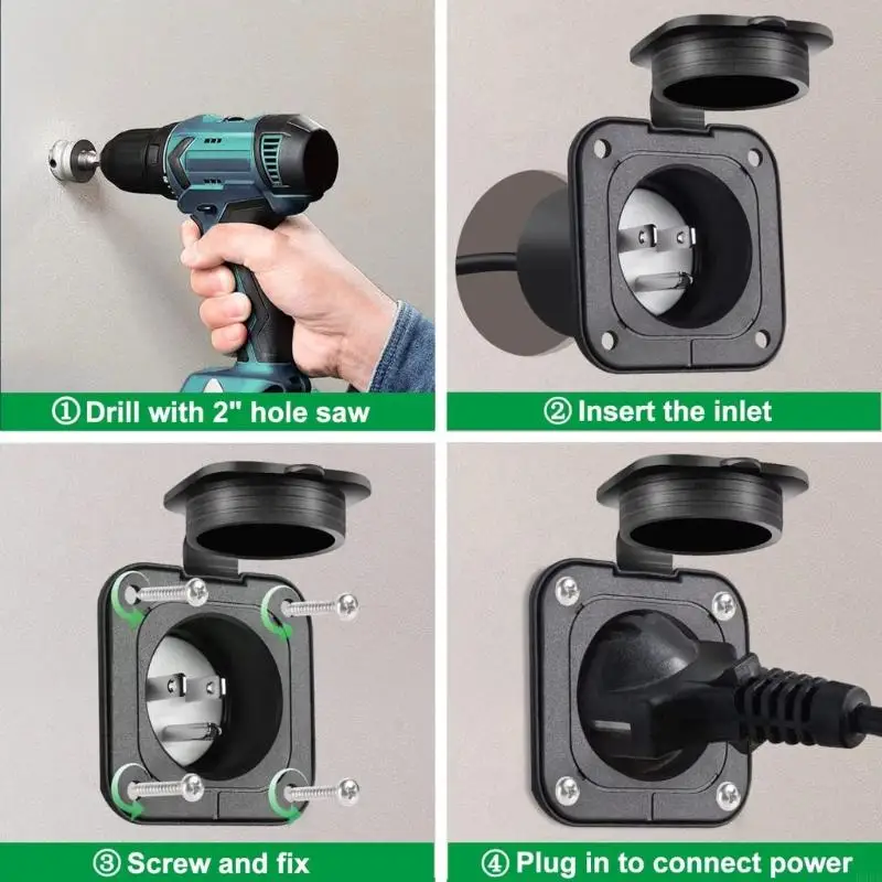 

Easy Installation Campers Power Outlet 15A 125V Explosions Waterproof Power Socket Nylon Housing H9EE