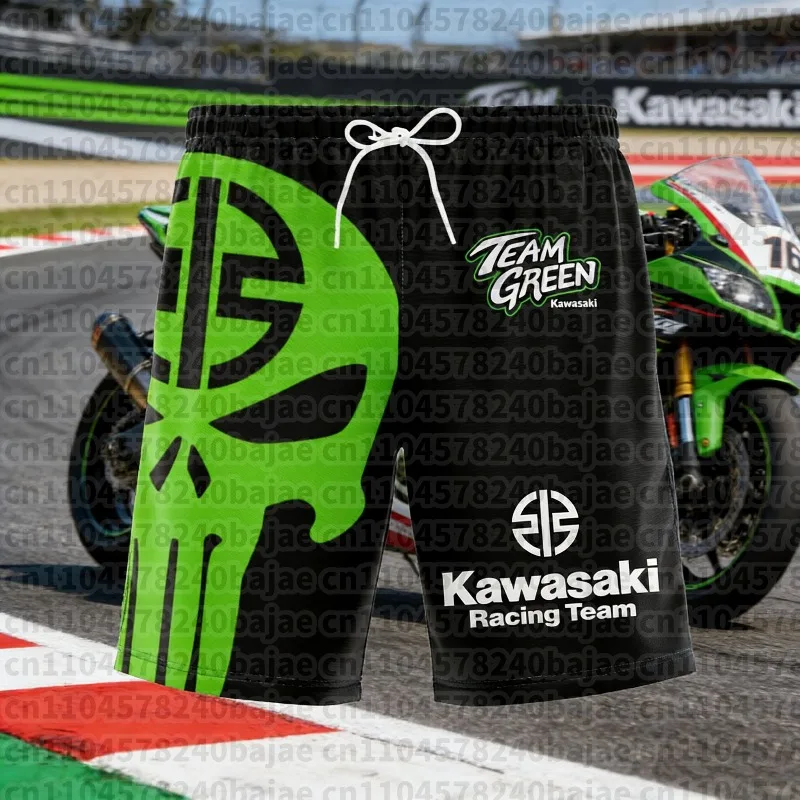 2025 كاواساكي الصيف شعبية ثلاثية الأبعاد مطبوعة التجفيف السريع تنفس دراجة نارية السراويل والطرق الوعرة دراجة نارية الرياضة رقيقة السراويل