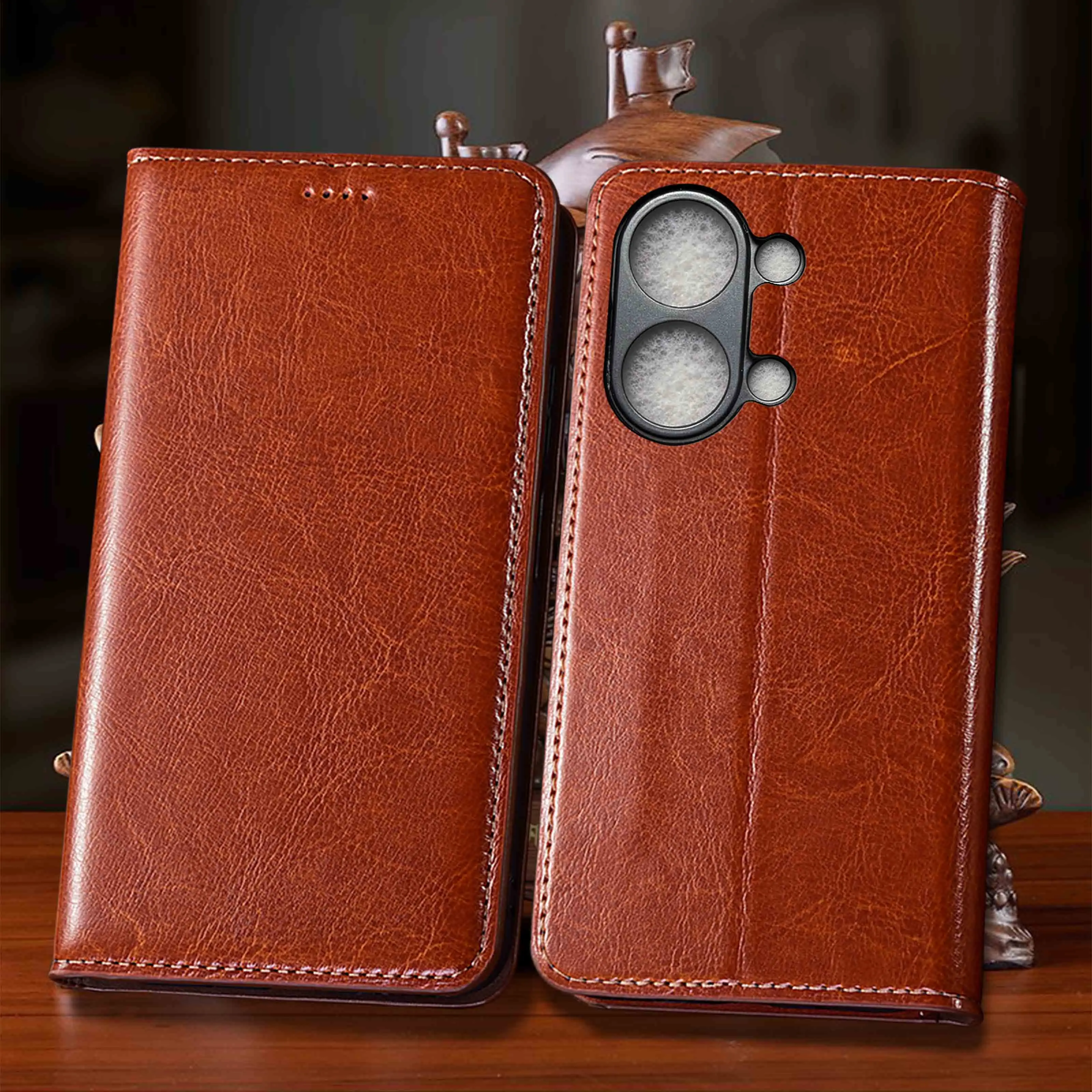 For Xiaomi Poco X3 X4 X5 X6 X7 X8 Pro NFC GT Neo Max 5G Vertical Line Pattern Of Genuine Leather Flip Phone Cover Case Cowhide