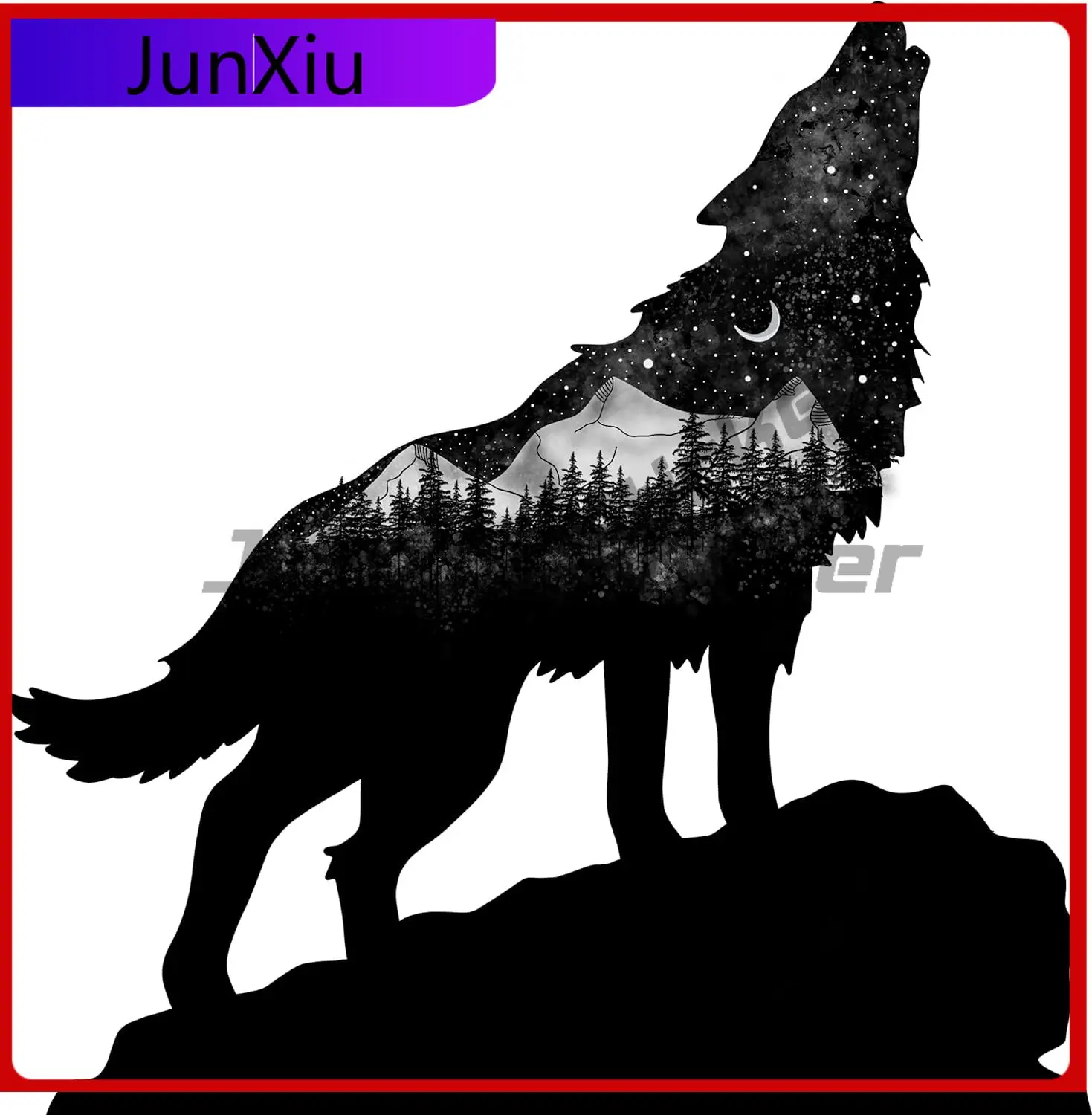 

Wolf Art with Mountains Vintage Car Motor Home Boat Motor Home Waterproof Vinyl Decal Decoration Cool Aesthetic Cute Funny Cute