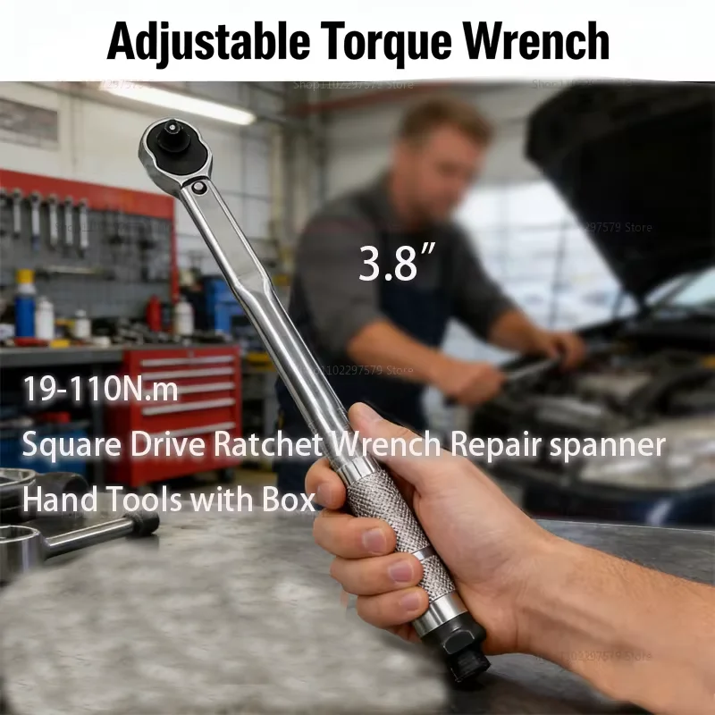 

Динамометрический ключ 19-110 Нм для разборки автомобилей и мотоциклов, профессиональный регулируемый ручной ключ с приводом 3/8 дюйма