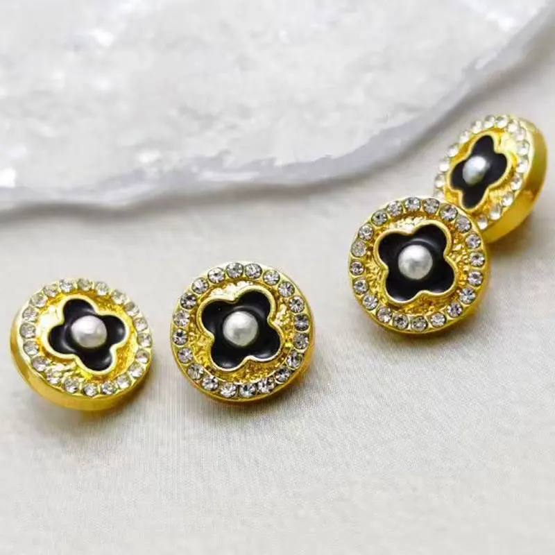 10 Stück 11,2 mm Strass-Metallknöpfe, runde Nähknöpfe für Damenblusen, modisches Kleidungszubehör – Detail 4