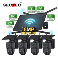 SECTEC 6MP Dual Lens WIFI Kits 10W Solar 4G Router Battery Security Home Two Way Audio IP66 CCTV System PTZ Solar Network Camera