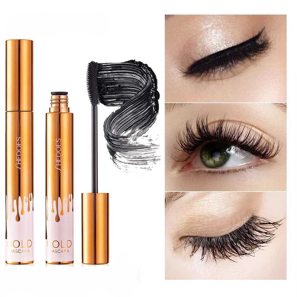3D Mascara Eyelashes Lengthening Black Lash Eyelash Extension Eye Lashes Brush Beauty Makeup Long-wearing Gold Color Mascara