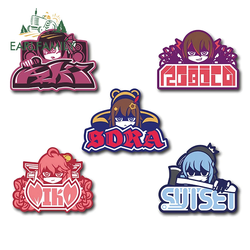EARLFAMILY Hololive Suisei personajes Chibi pegatina de coche Anime Kawaii coche Popular pegatinas interesantes calcomanía decoración de vinilo