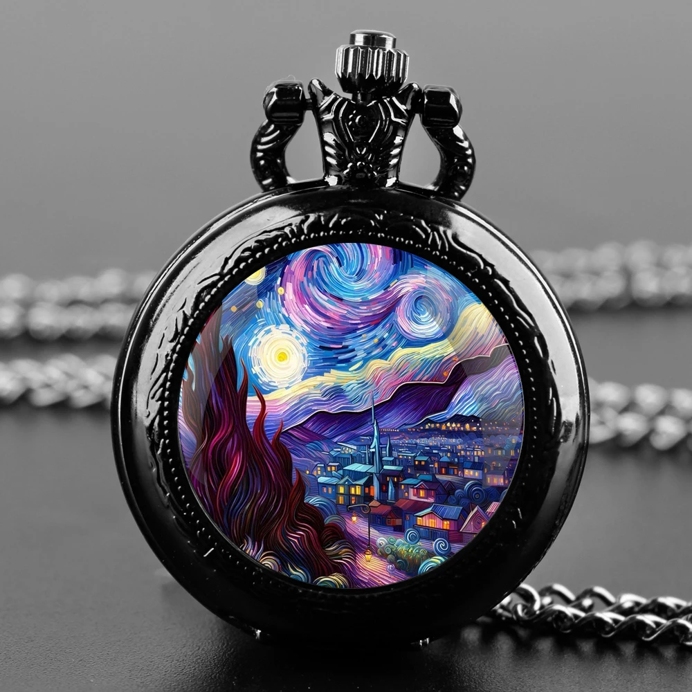 

Классические красочные карманные часы с дизайном картин Ван Гога, кварцевые, для женщин и мужчин, уникальные часы-кулон, ожерелье, ювелирное украшение, подарок