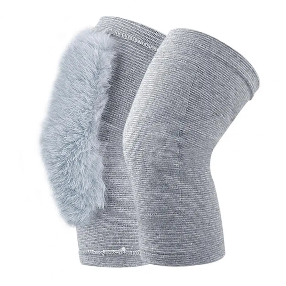 Plush Knee Pads Thickened Fleece Knee Sleeves Winter Warmth Imitation Rabbit Fur Knee Pads High Elasticity Non-slip for Weather