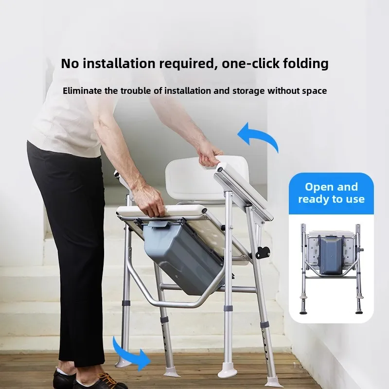 Kursi Toilet 3 In 1 Kursi Kamar Mandi-Toilet Toilet Samping Tempat Tidur dengan Lengan - Kursi Toilet Tinggi dengan Pegangan & Kursi Mandi