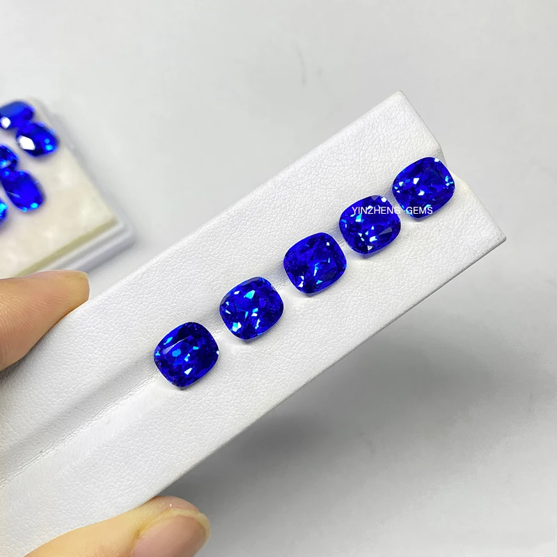 Wholesale Lab grown diamond high quality Cobalt Spinel cushion cut shape Synthetic Loose gemstone for Jewelry making material