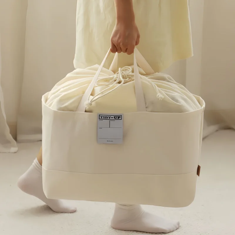 Large Drawstring Storage Sack Handle Dustproof Organizer Quilt Clothing Toy Sorting Carrier Household Closet Tidying Tote Pouch