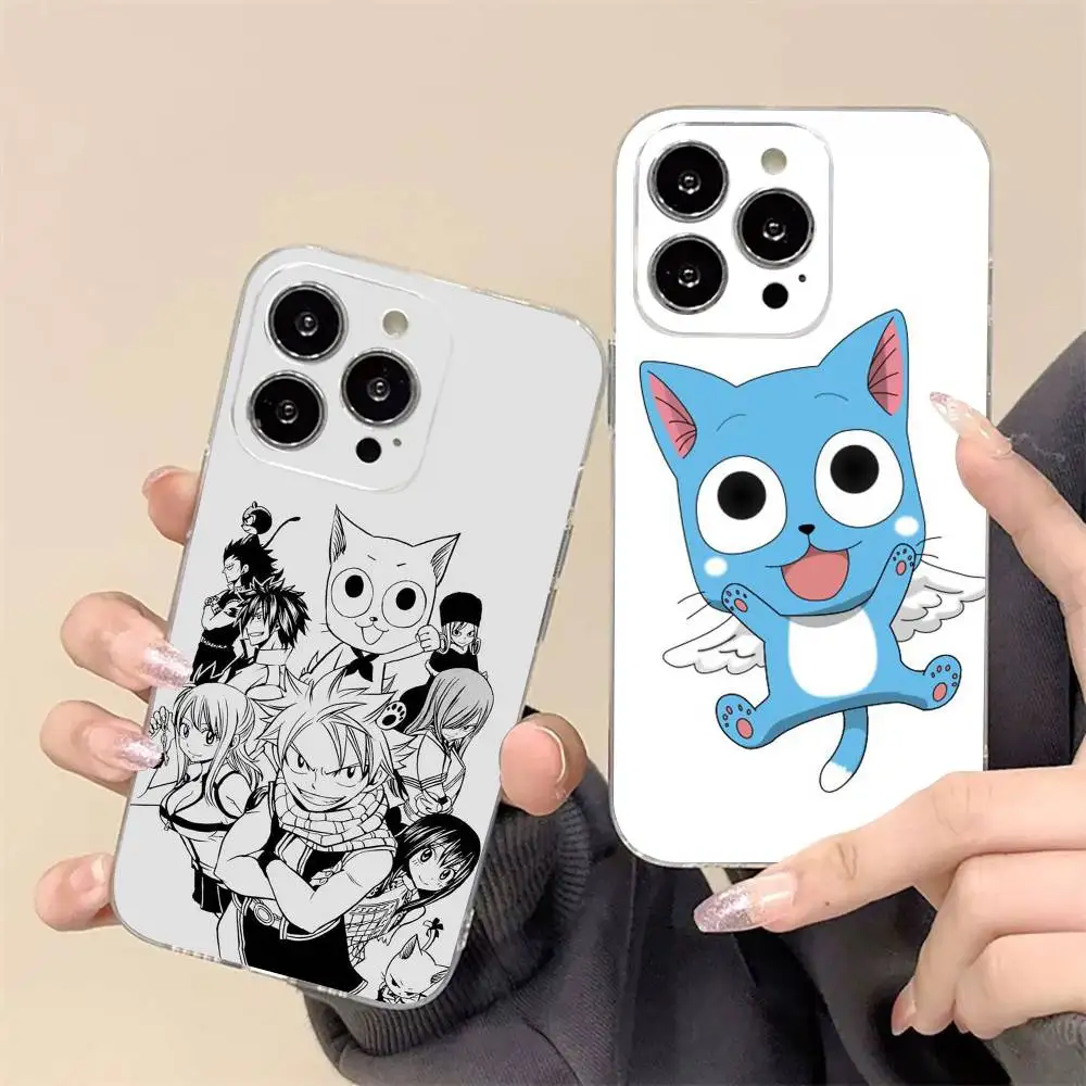 Anime Fairy Tail Happy Phone Case For iPhone17,16,15,14,13,12,11 Plus,Pro Max Soft Transparent Cover