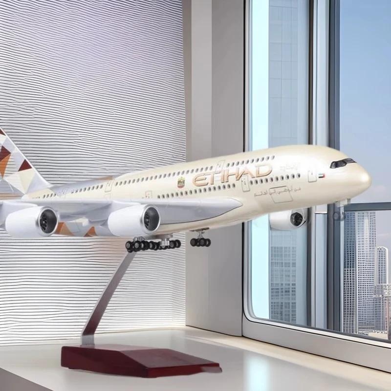Maßstab 1:160 Modell A380 Etihad Airlines Airways Druckguss-Harzmodellflugzeug Spielzeugflugzeug für Kinder Sammlung Display Dekoration