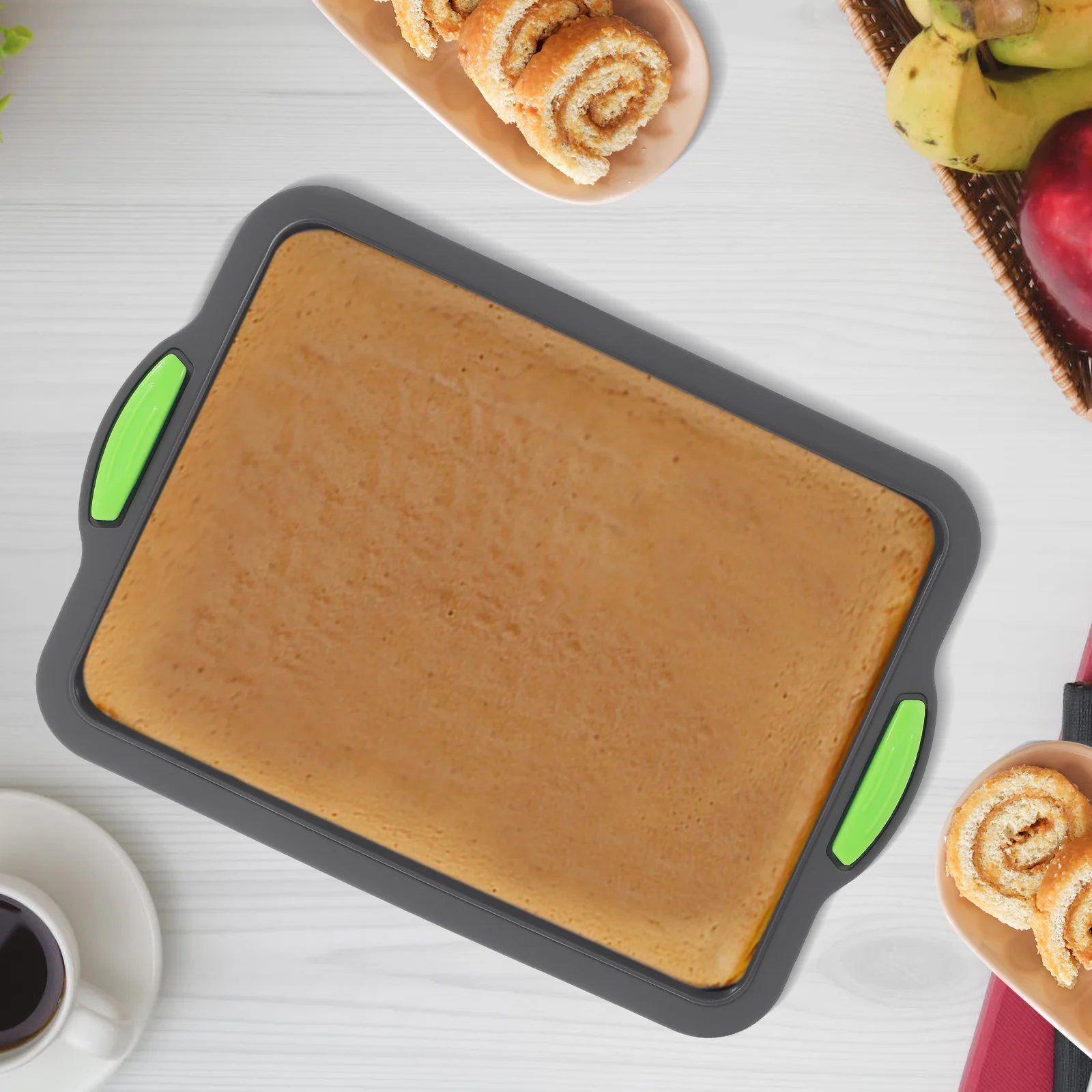 Silicone Cake Roll Mold Smooth Edge Non-Stick High-Temp Baking Pan Multi-Function Kitchen Bakery Mold for Home Use