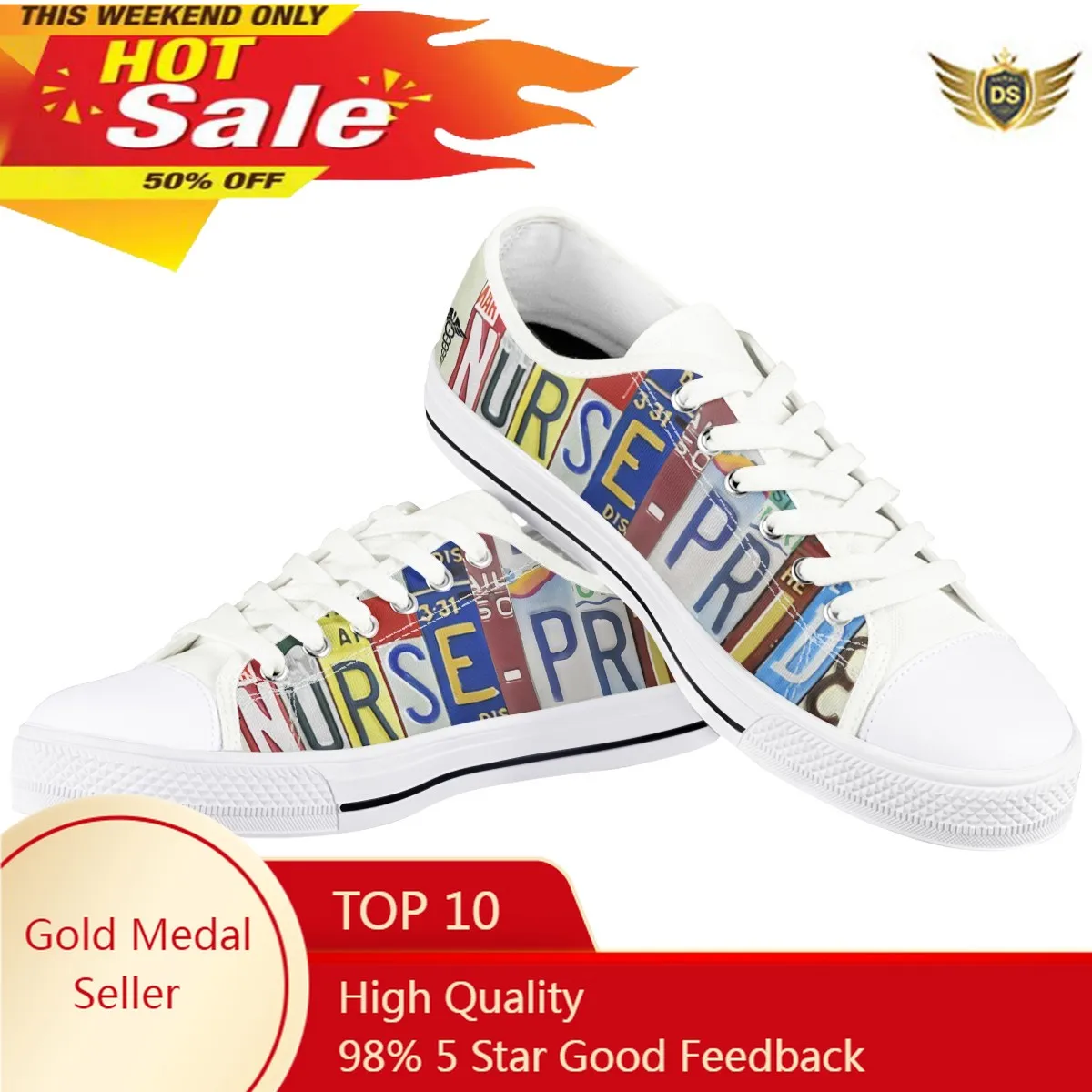 

License Plate Nurse Pride Low-top Trainers Canvas Flat Shoes Women Casual Vulcanize Shoes Summer Autumn Sneakers