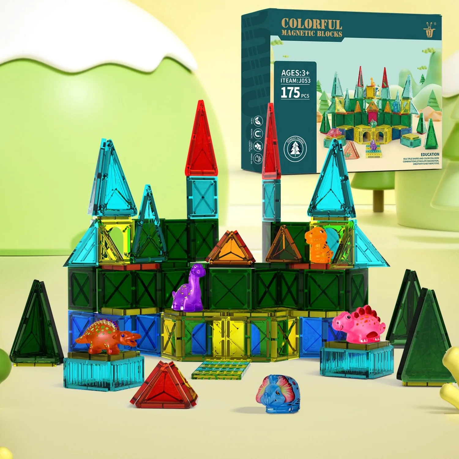 Vibrant STEM Magnetic Building Block Toy Set | Dinosaur & Animal Designs | Creative Outdoor Play & Imagination Games for Kids 3+