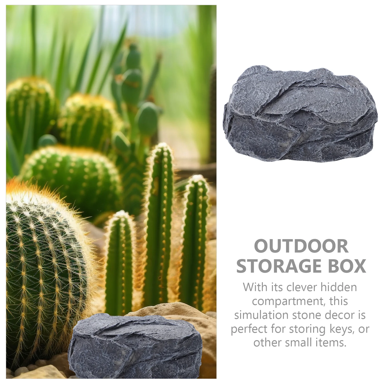 Outdoor Garden Key Holder Stone Shape Resin Simulation Key Hider Hidden Storage Box for House Keys Garden Storage Box