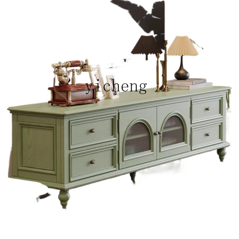 

ZK Solid Wood TV Cabinet New High-End Green Small Apartment Living Room Coffee Table TV Cabinet Unit