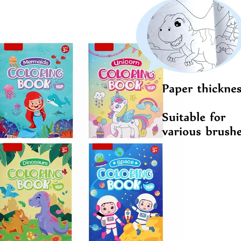 Livres de coloriage pour enfants, 16 Pages, sirène, dinosaure, licorne, livre de dessin pour bébé, jouets éducatifs préscolaires Montessori