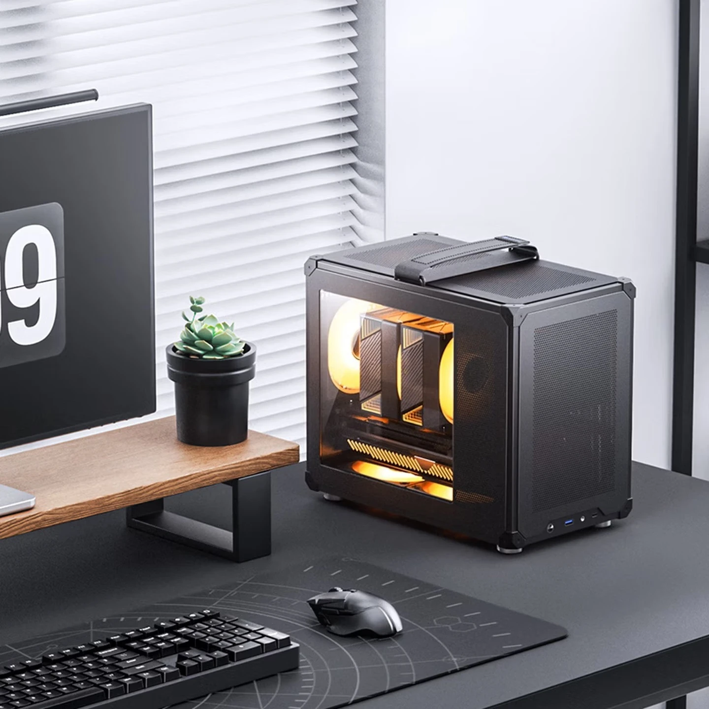 Without Fan Black, Portable MATX Case (5 Fan Positions/SFX/ATX Power Supply/≤ 170mm Heatsink/335mm Graphics Card)