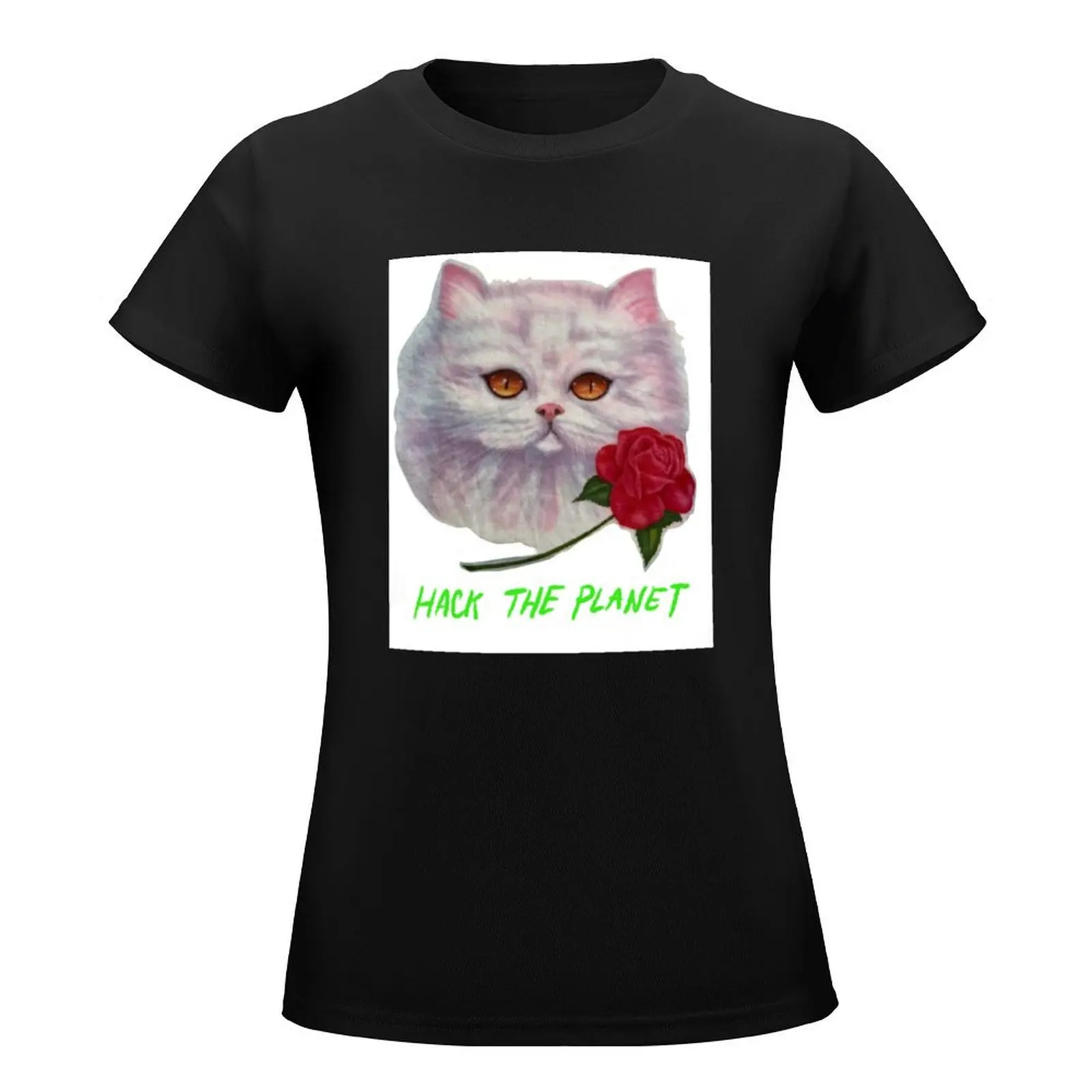 Hacker cat T-Shirt plus size tops lady clothes t-shirt dress for Women long