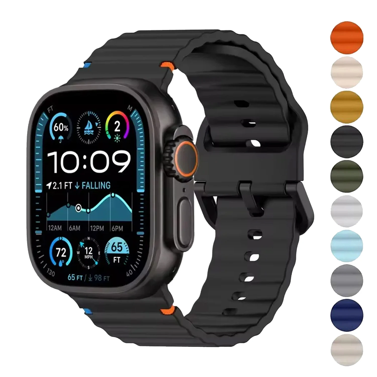 Bracelet de sport en silicone souple pour Apple Watch Series 11 10 9 8 SE Ultra 2 3, bracelet durable, 49 mm, 46 mm, 45 mm, 44 mm, 42 mm, 41 mm, 40 mm
