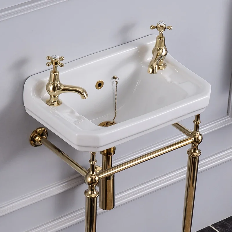 Bathroom new ceramic wall-mounted Carlton classic double-hole washroom hanging basin British and American retro style