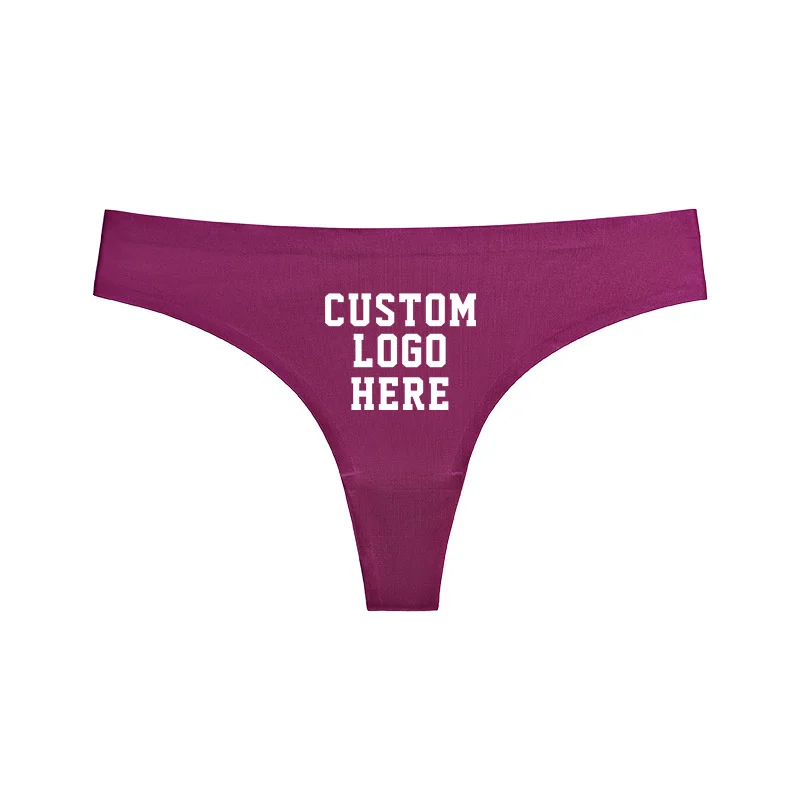 Logotipo personalizado impressão de texto sexy senhora menina calcinha roupa interior da forma das mulheres oversize underpant breve g-string tangs para o sexo feminino