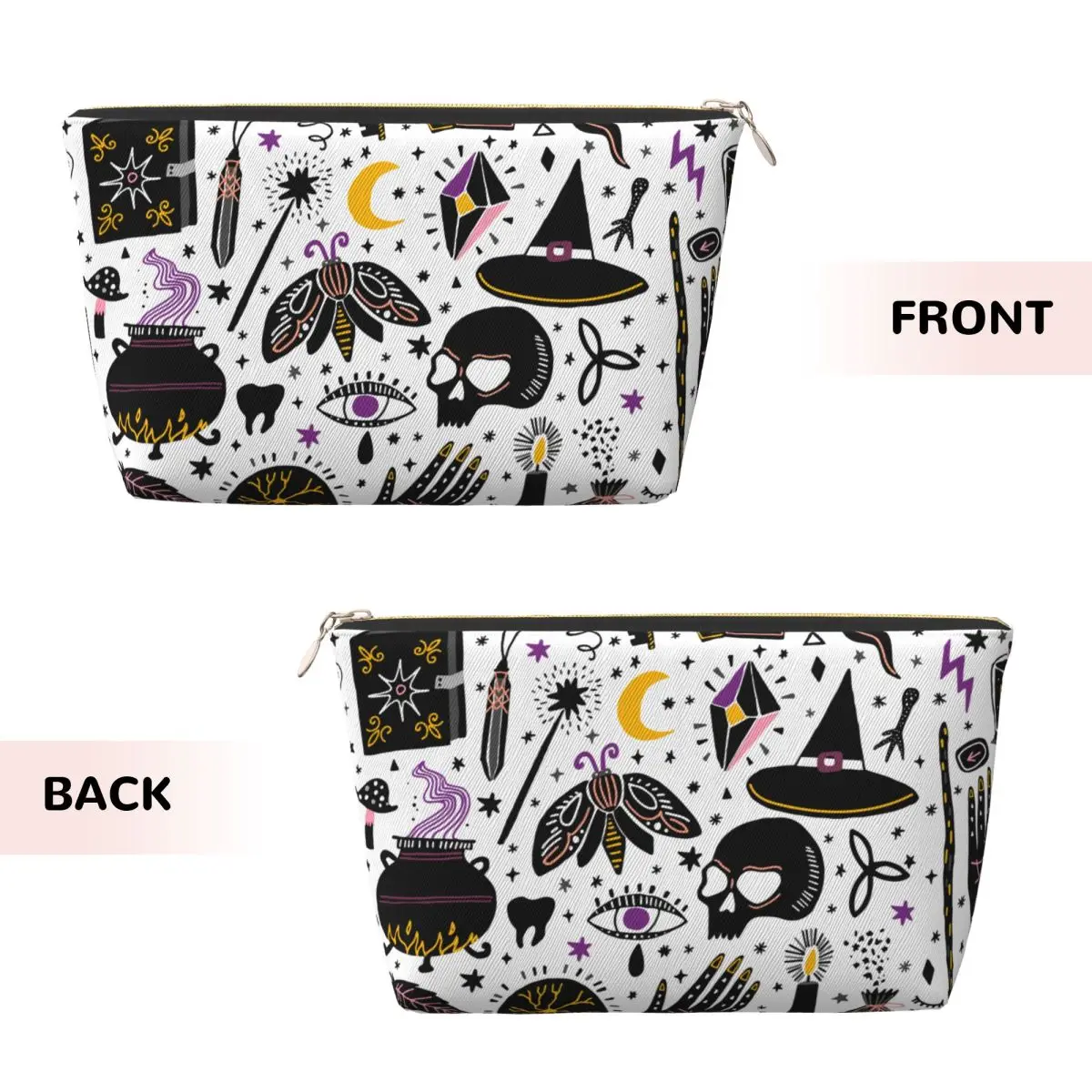 Custom Magic Witch Cosmetic Bag Women Big Capacity Black Alchemy Bohemian Halloween Makeup Case Beauty Storage Toiletry Bags