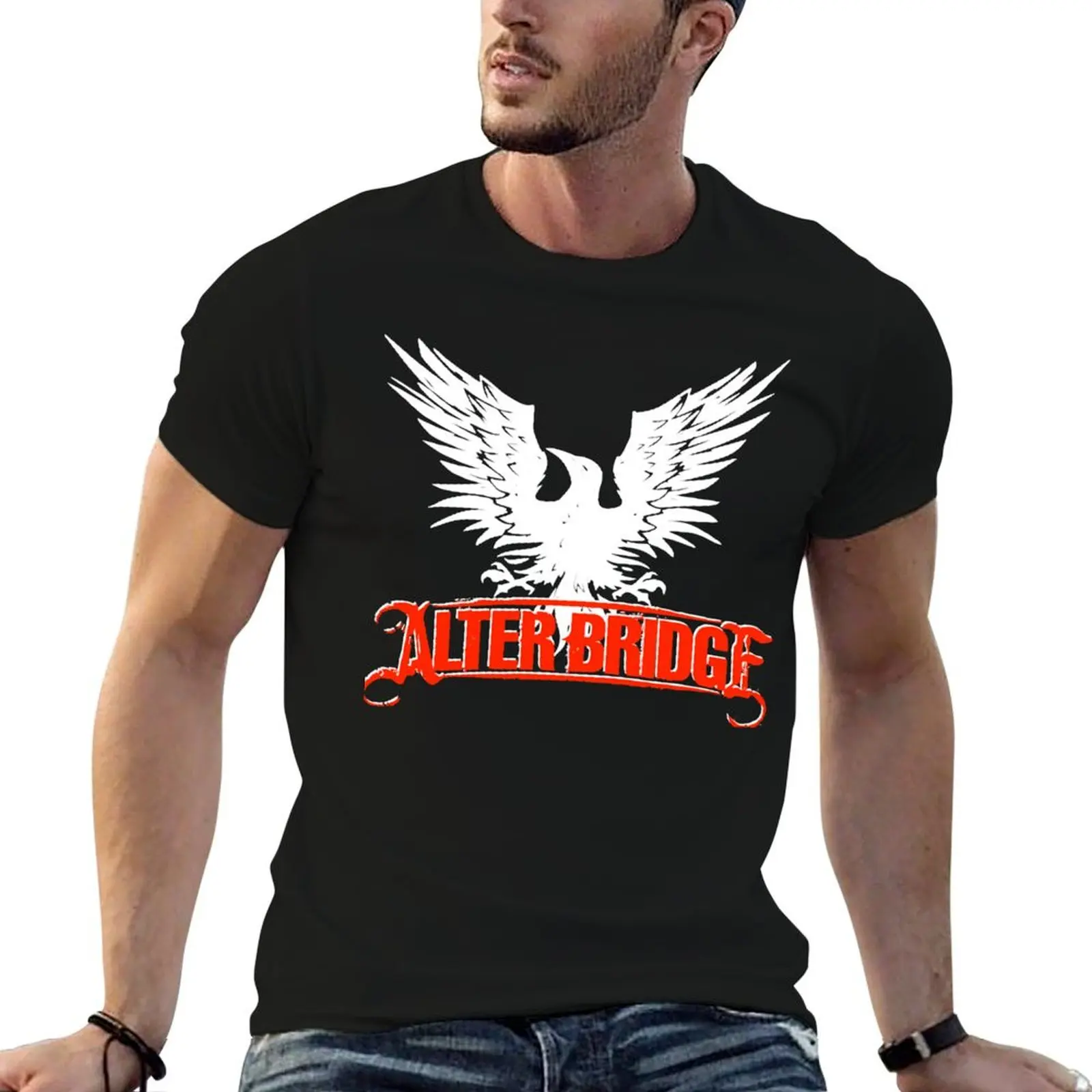 Camiseta masculina Alter Bridge, camiseta de algodão 100% algodão, camiseta masculina 100% algodão