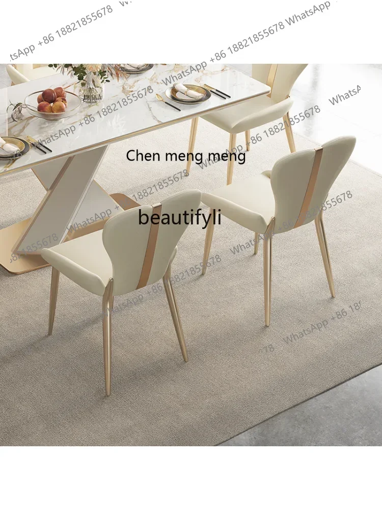 A182 كرسي طعام فاخر خفيف للمنزل حديث الحد الأدنى جديد الشمال ماكياج دراسة الحليب الشاي متجر كرسي جلدي كراسي غرفة الطعام #3