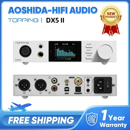 TOPPING DX5 II フルバランス DAC & ヘッドフォン アンプ コンボ デュアル ES9039Q2M DSD512 PCM768kHz LDAC デコーダ アンプ