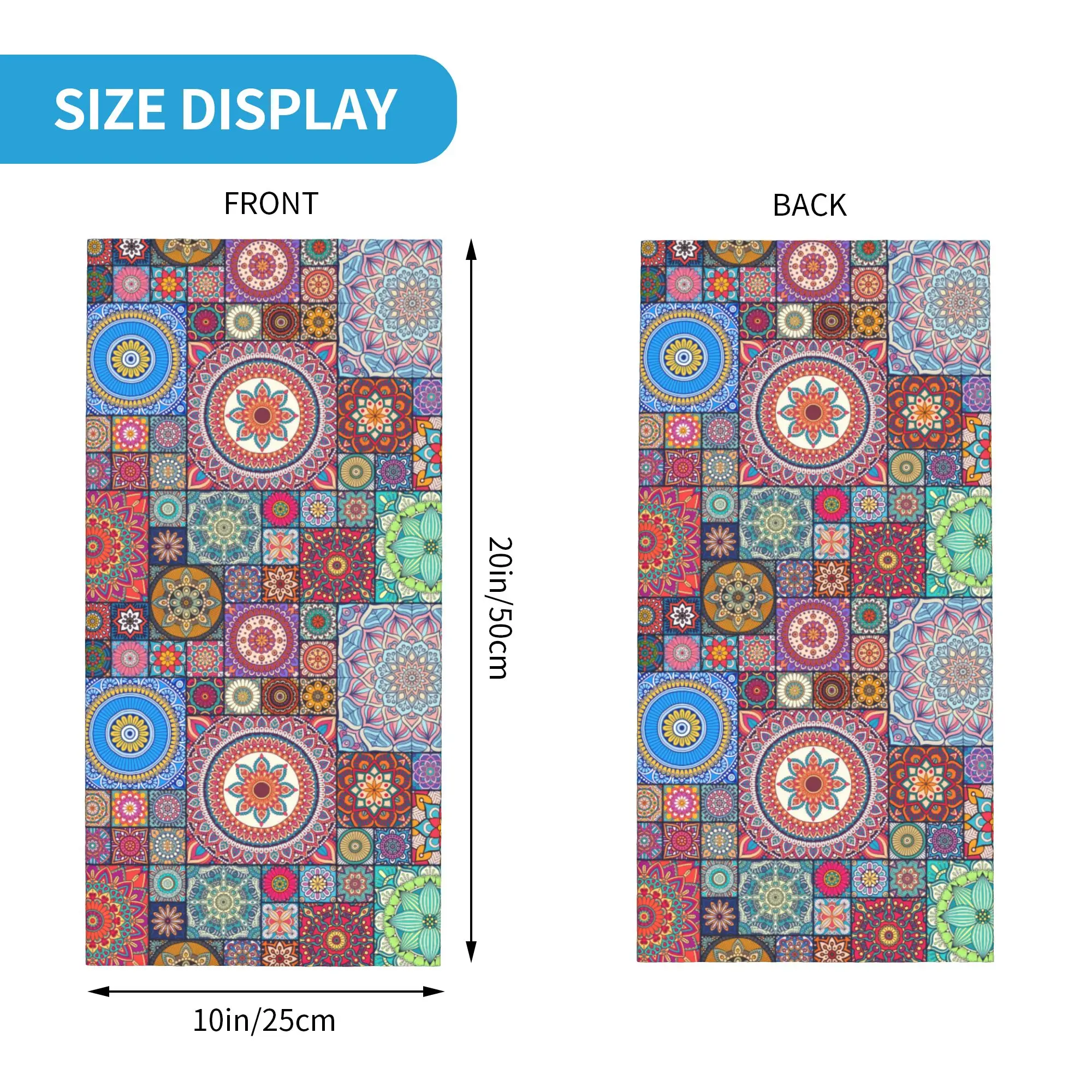 Bohemia Style Ethnic Floral Mandalas Pattern Bandana Neck Warmer Men Women Winter Hiking Ski Scarf Gaiter  Face Cover