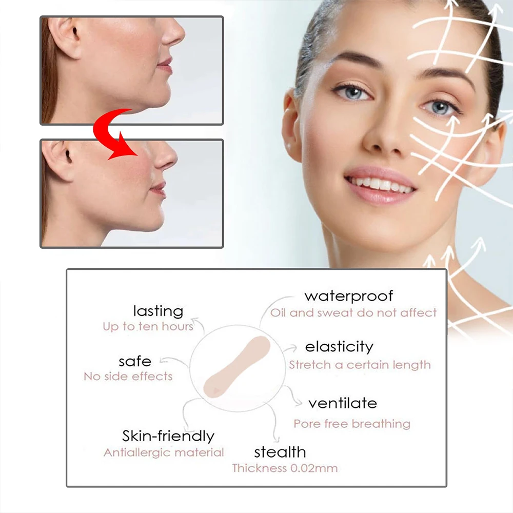 100Pcs Face Lift Invisible Tapes for Face V Line Eyes Lifting Wrinkle Remover Tighten Chin Tape V-Shaped Facial Skin Care Tool