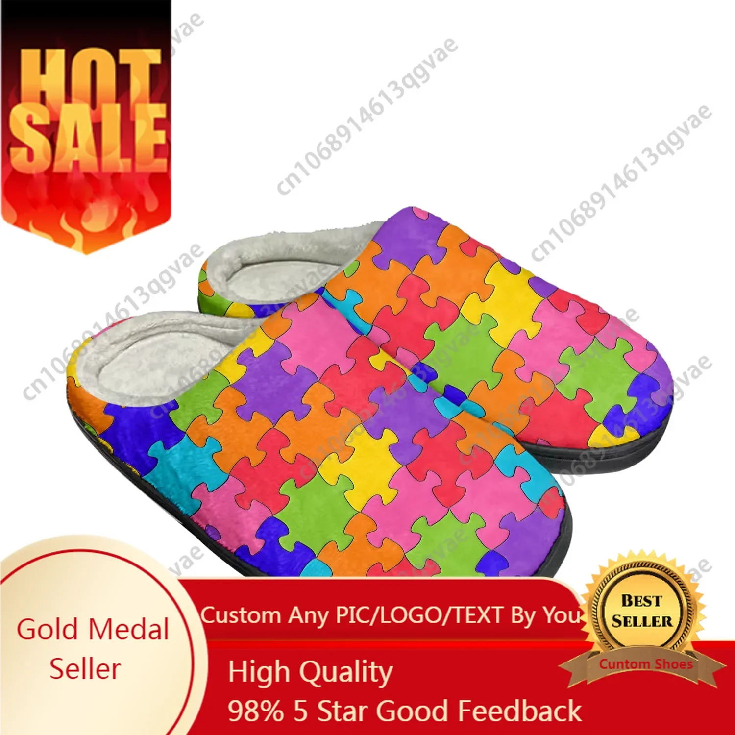 

Puzzle Printing Pop Home Cotton Custom Slippers Mens Womens Sandals Plush Bedroom Casual Keep Warm Shoe Thermal Slipper Black