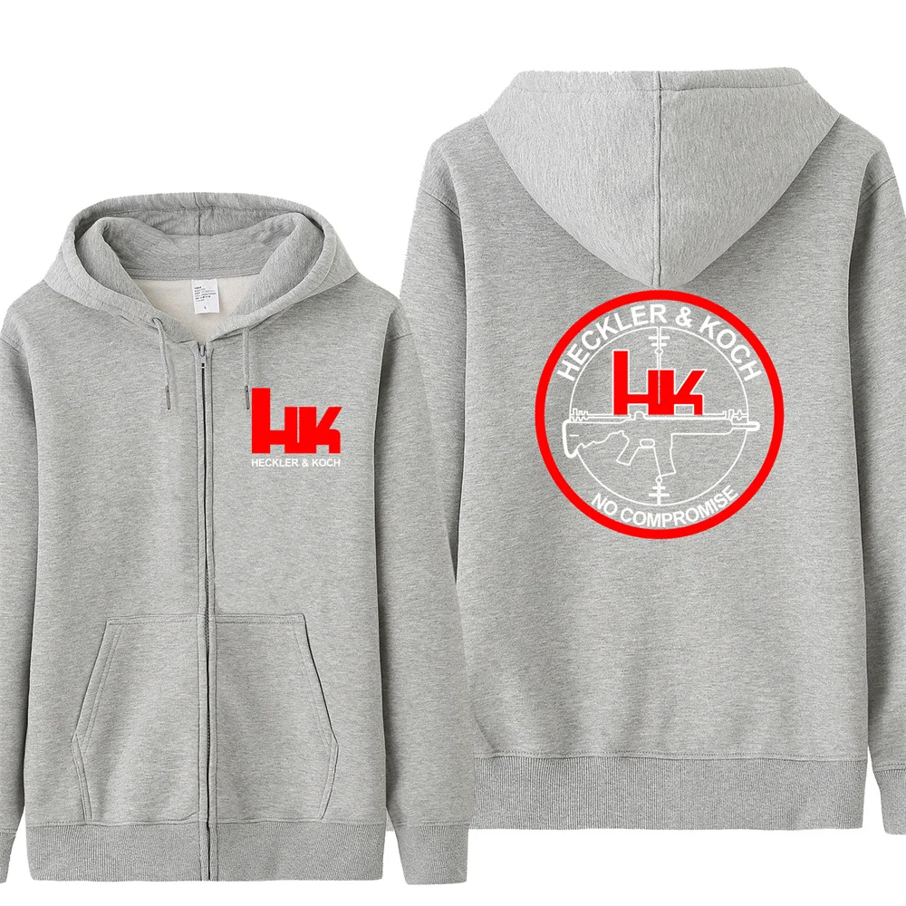 HK Logo Heckler Koch Firearms No Compromise Hoodies Men Fleece Heckler Koch Firearms Sweatshirt Hoody Unisex Streetwear