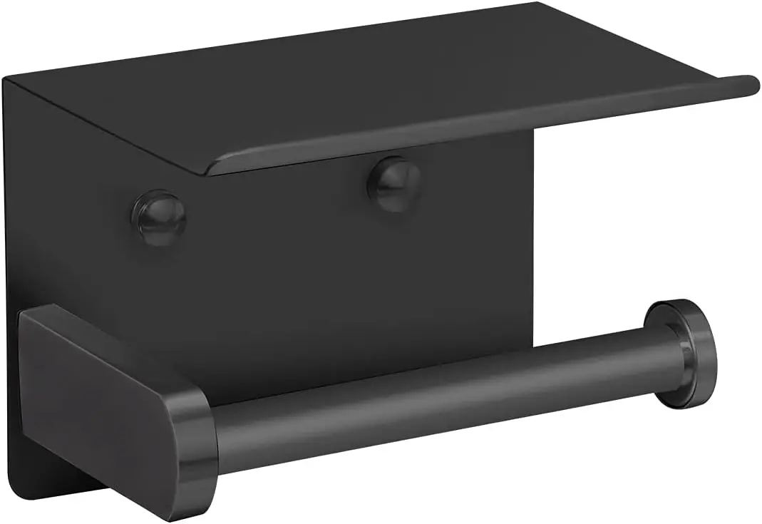 

Self Adhesive Toilet Paper Holder with Phone Shelf Stainless Steel Wall Mounted Toilet Paper Roll Holder