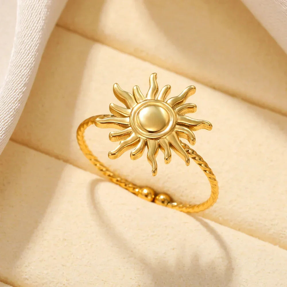 Edelstahlringe für Frauen, ästhetisches Herz, goldfarben, Ehering, Vintage, wasserdicht, Hochzeitsschmuck, Abschlussball, Accessoires, Geschenk
