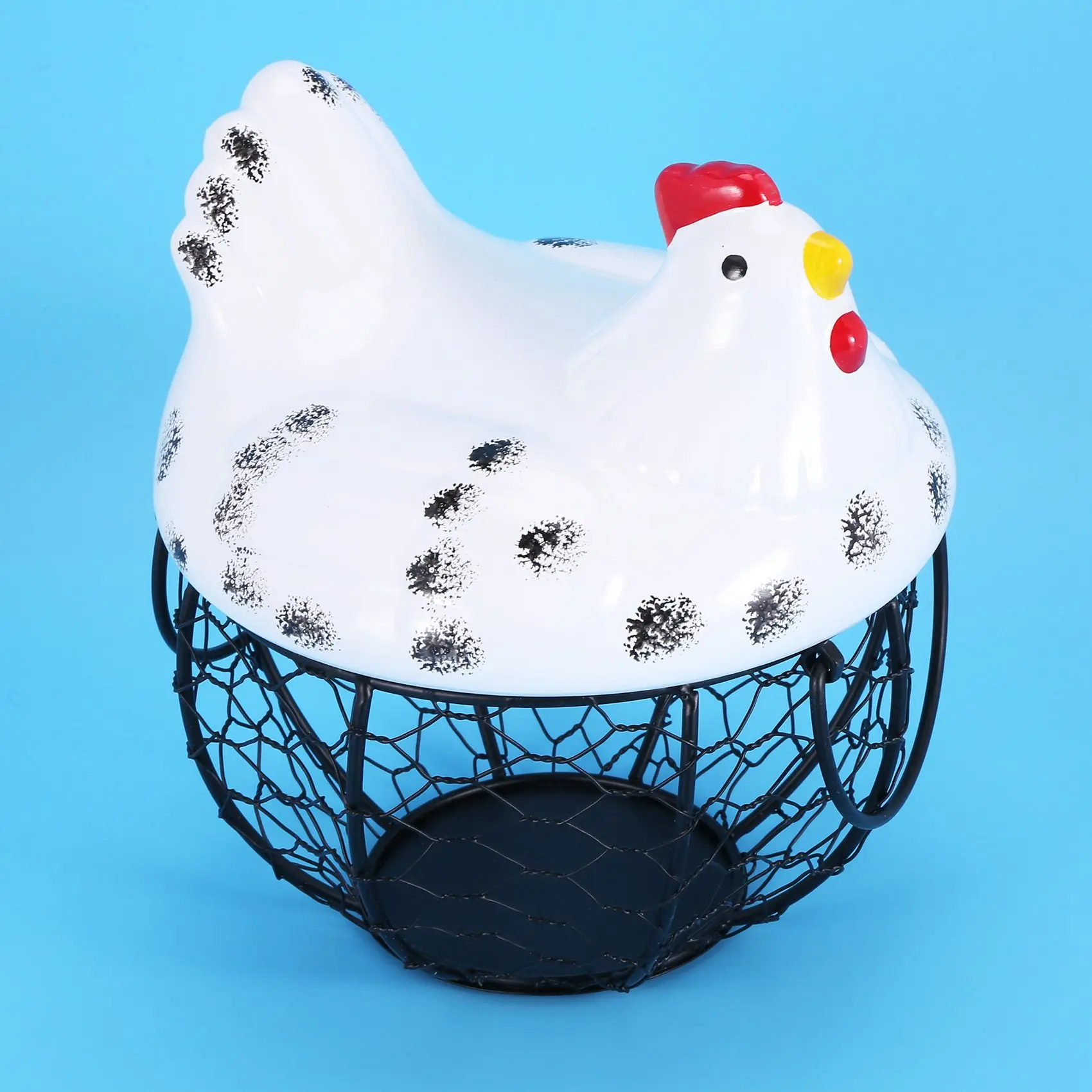 

A89X Egg Basket,Eggs Holder Basket, Organizer Storage Wrought Wire Restaurant Storage Basket,Kitchen Hen Decor