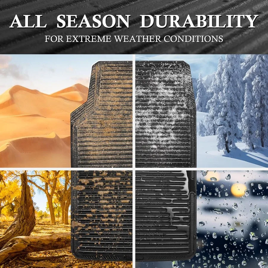 고무 바닥 매트 전천후 풀세트 4피스 방수 자동차 매트 대부분의 차량 세단 SUV에 맞게 조정 가능 중량급 미끄럼 방지